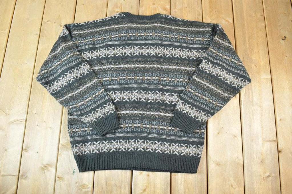 Vintage 1990s TipTop Classics Knit Abstract Pattern Crewneck Sweater Made In Canada  90s Crewneck  Preppy Knits