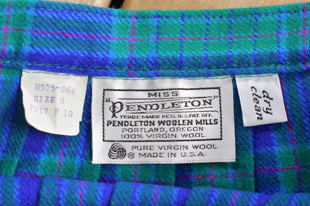 Vintage 1970s Pendleton Plaid Skirt Size 26 x 30
