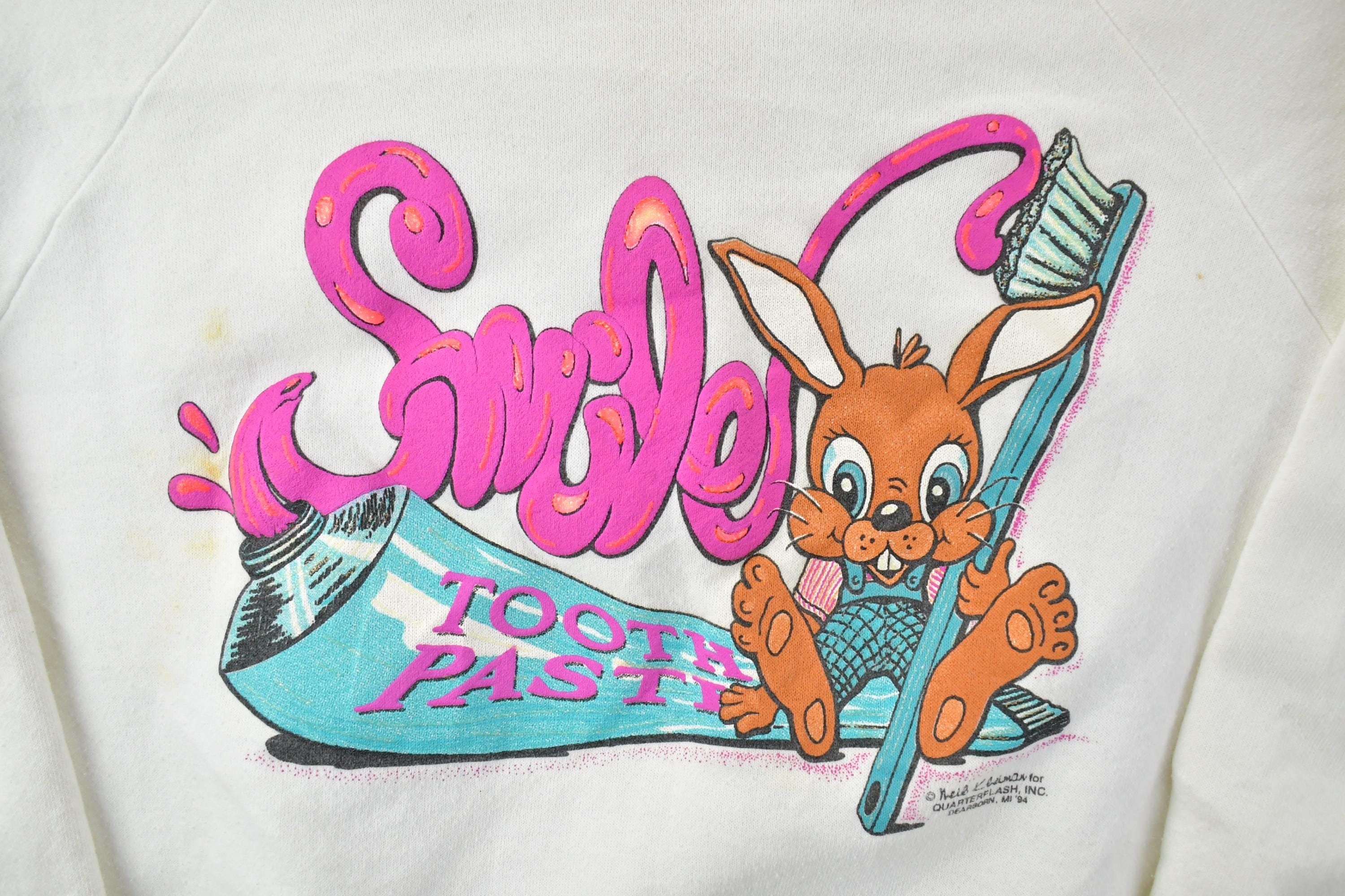 Vintage 1994 Bunny Smile Toothpaste Crewneck Sweatshirt