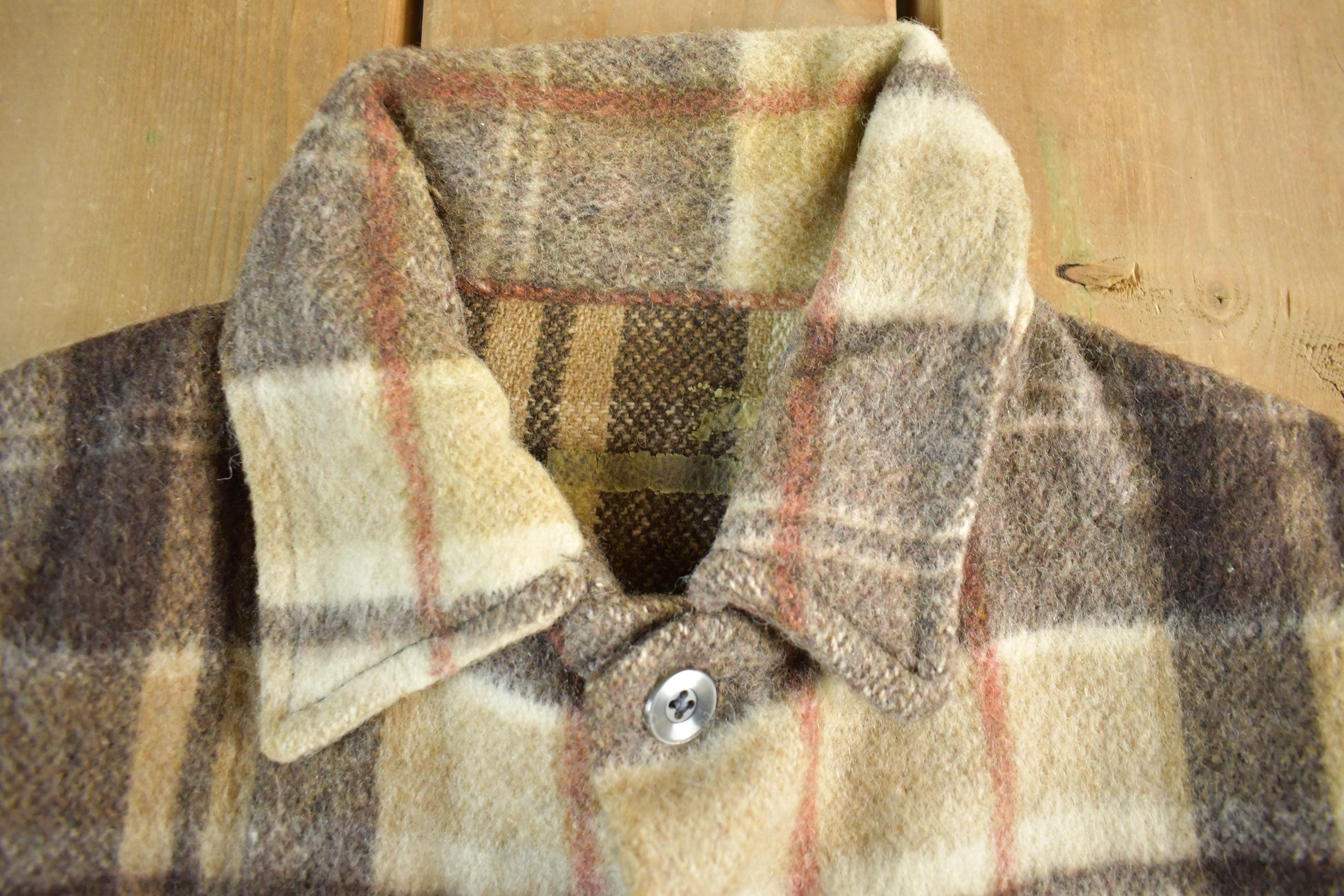 Vintage 1970s Wool Flannel Shirt Jacket Men's S-M