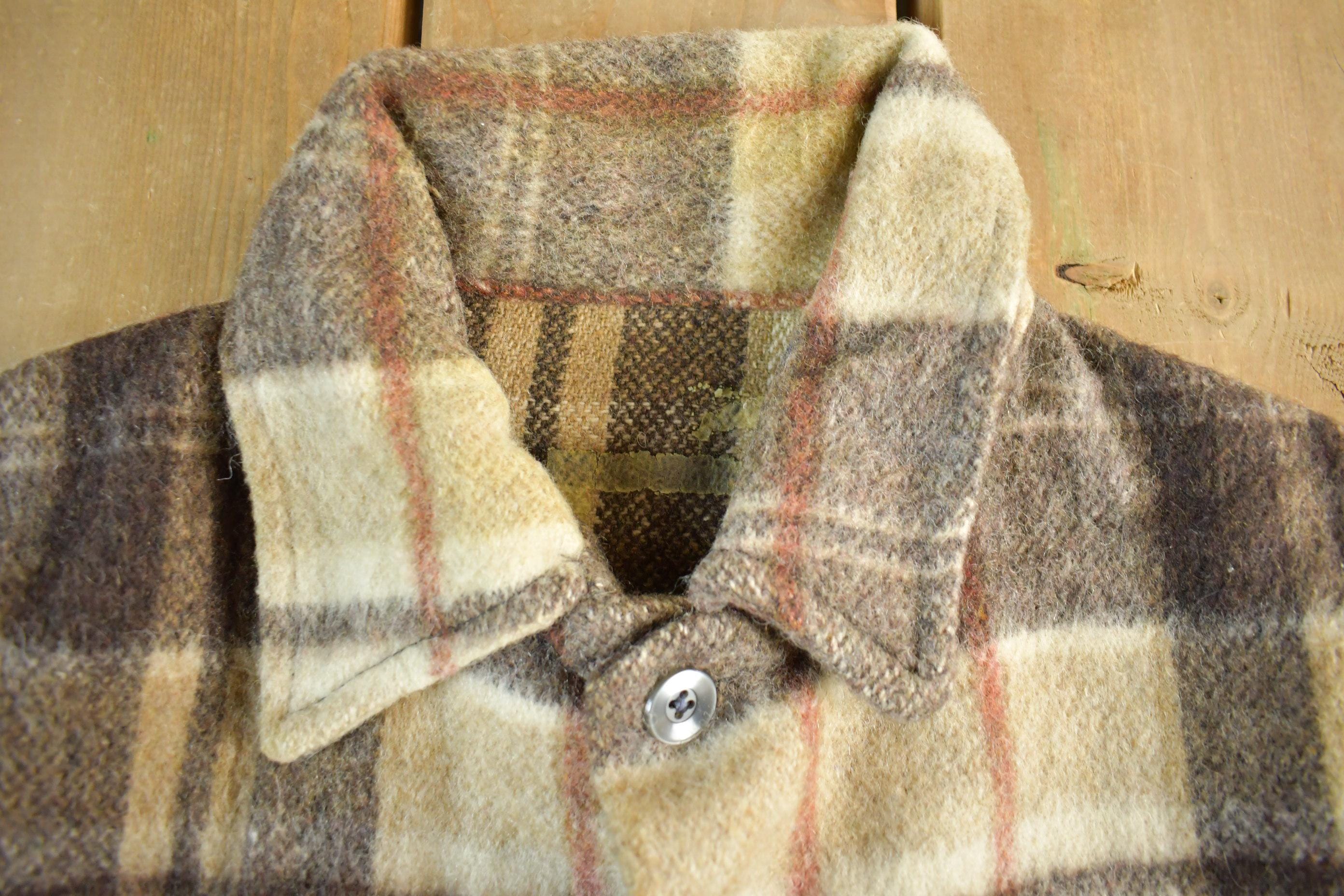 Vintage 1970s Wool Flannel Shirt Jacket Men's S-M