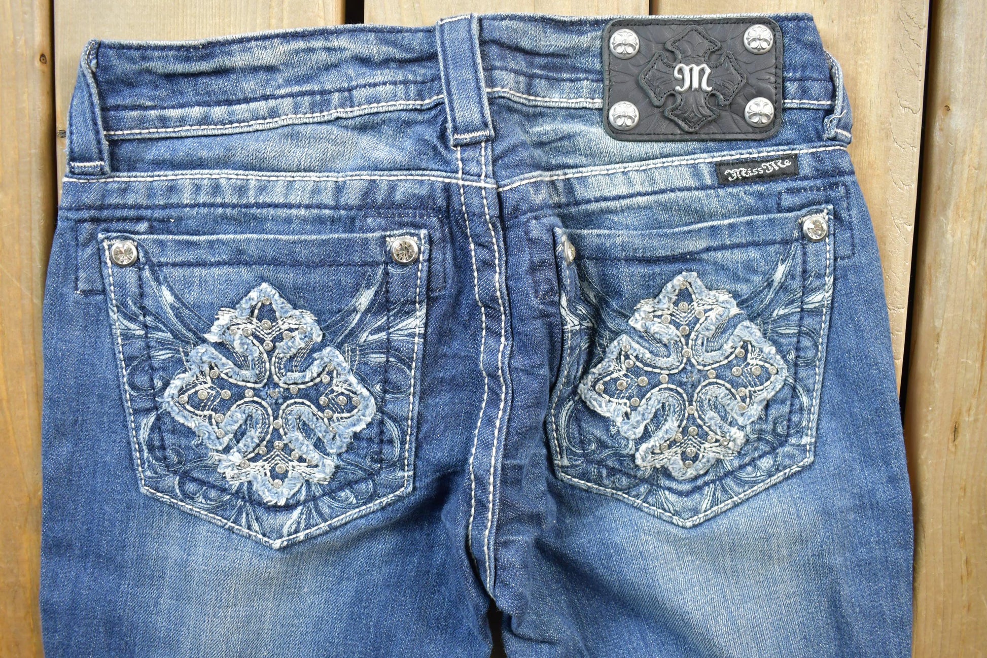 Vintage Y2K Miss Me Bedazzled Low Rise Jeans Size 26x33