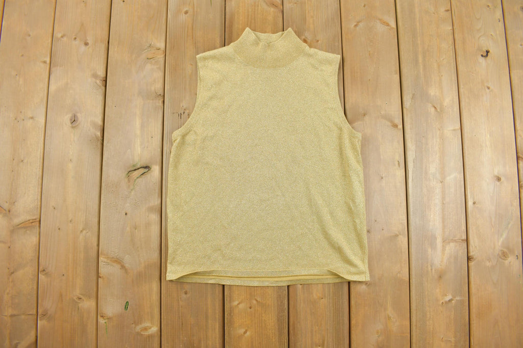 Vintage Y2k Women's Metallic Sleeveless Turtleneck