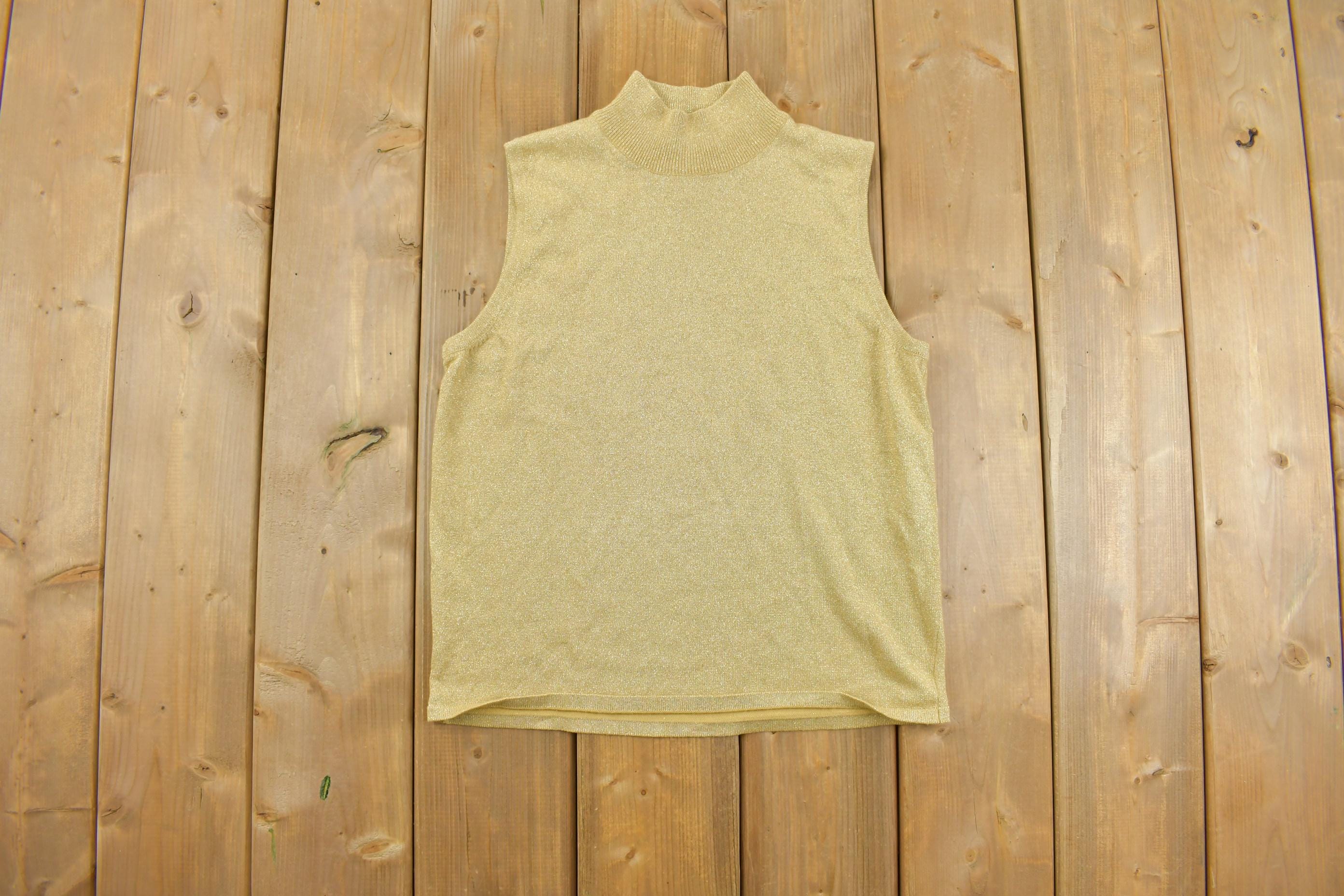 Vintage Y2k Women's Metallic Sleeveless Turtleneck