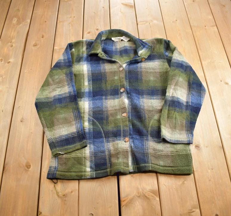 Vintage 1980s Tradition Country Collection Thermal Plaid Button Up Flannel Shirt