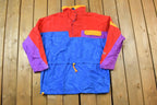 Vintage 1990s Roffe Colour Block Windbreaker Quarter Zip Spring Jacket