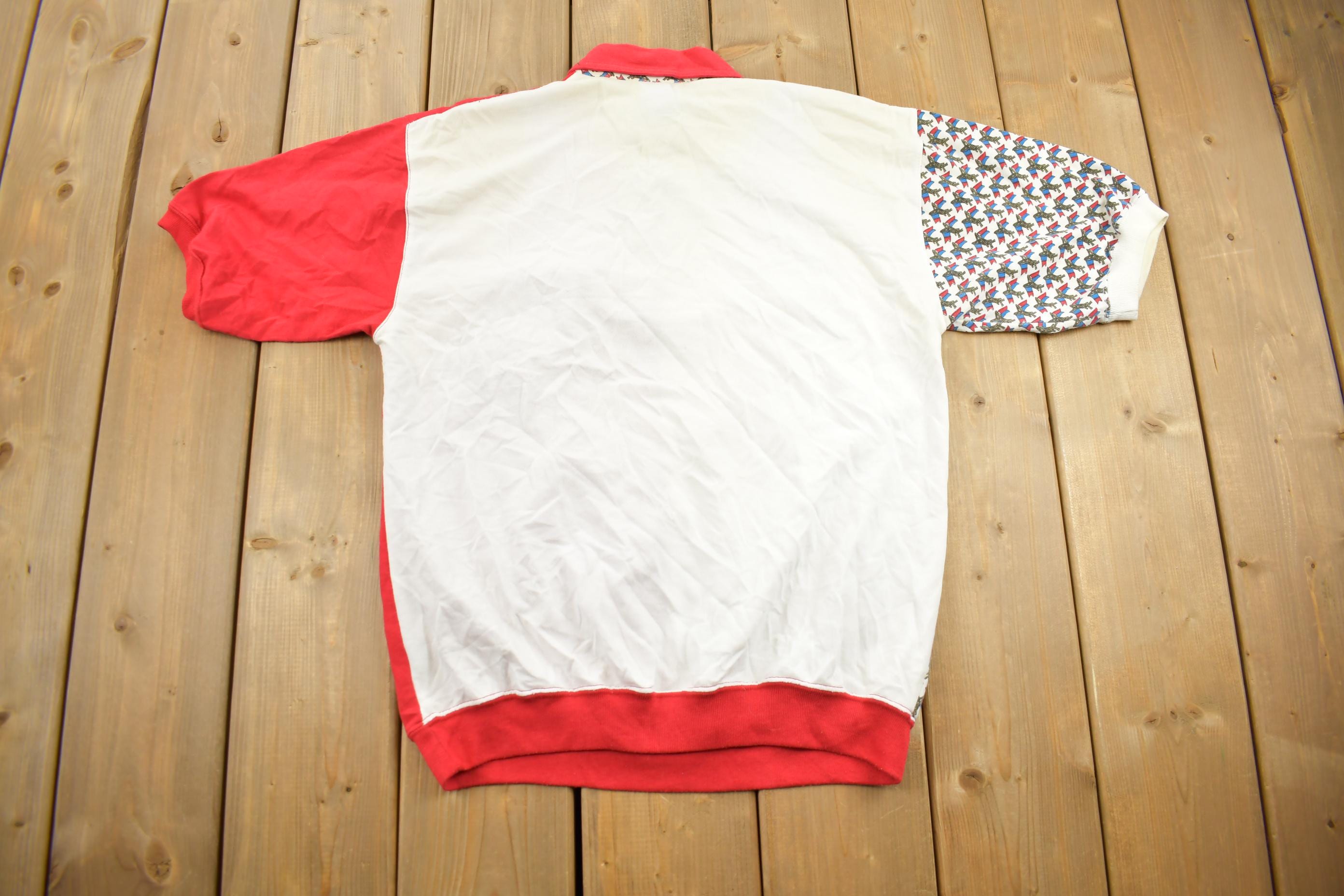 Vintage 1980s Town Craft Split Panel Quarter Button Sweater