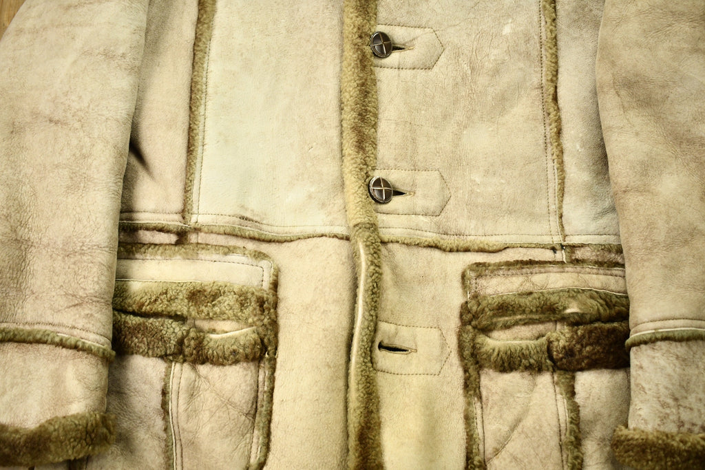 Vintage 1980s Sears The Mens Store Shearling Leather Coat
