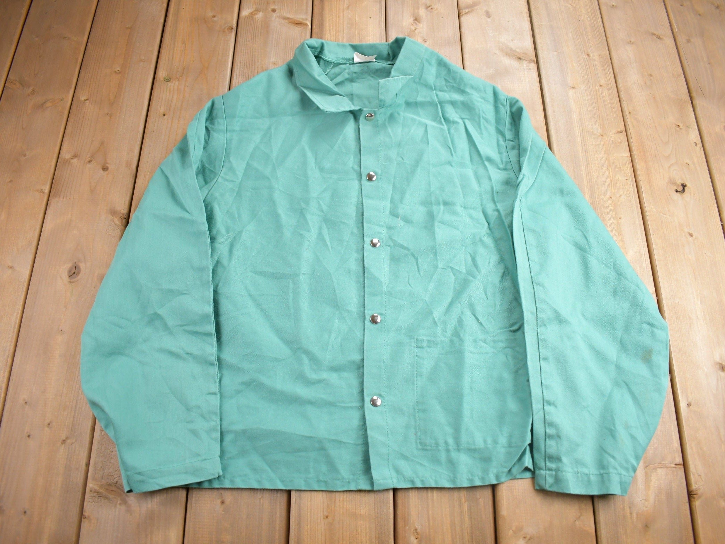 Vintage 1980s Singer Safety Fire Retardant Snap Button Shirt
