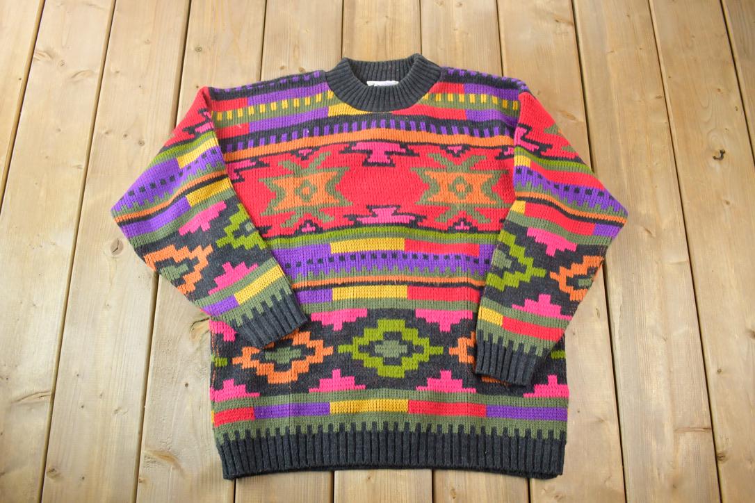 Vintage 1990s Arielle Knit Aztec Crewneck Sweater
