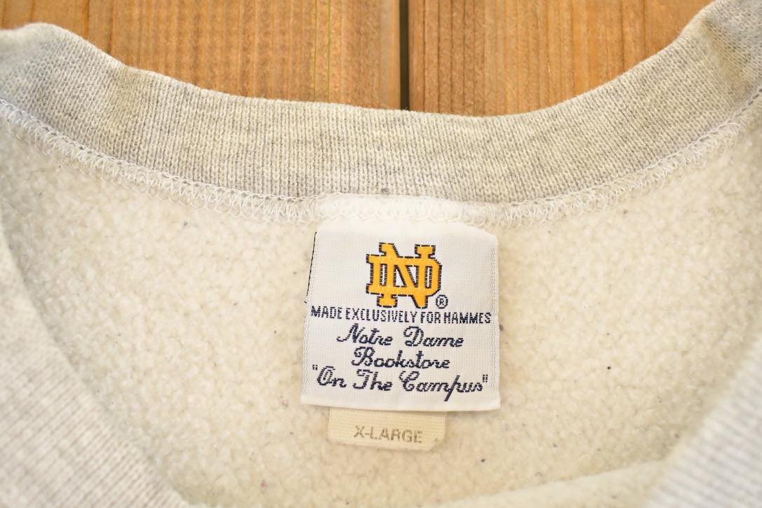 Vintage 1990s Notre Dame Fighting Irish Bookstore Crossgrain Heavyweight Collegiate Crewneck Sweatshirt Mens L / 90s Crewneck