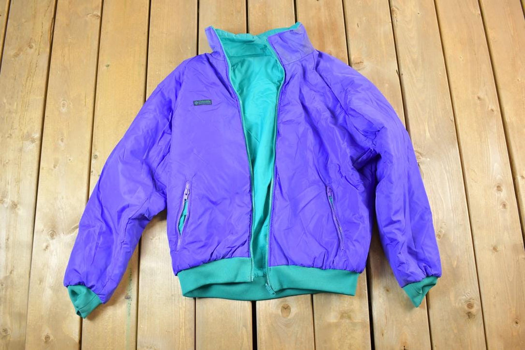 Vintage 1990s Columbia Reversible Full Zip Light Ski Puffer Jacket