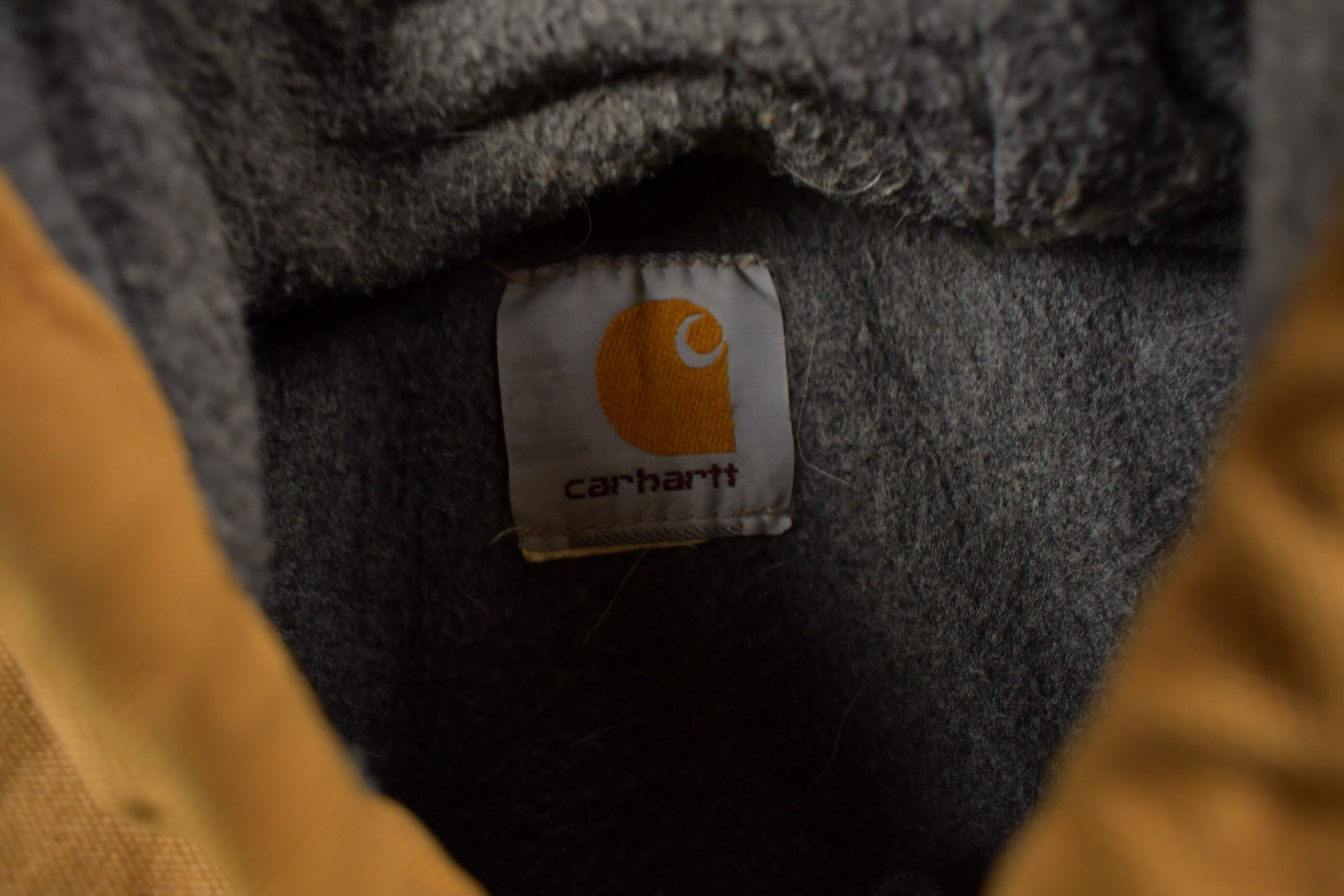 Vintage 1990s Carhartt Hooded Fleece Lined Work Jacket