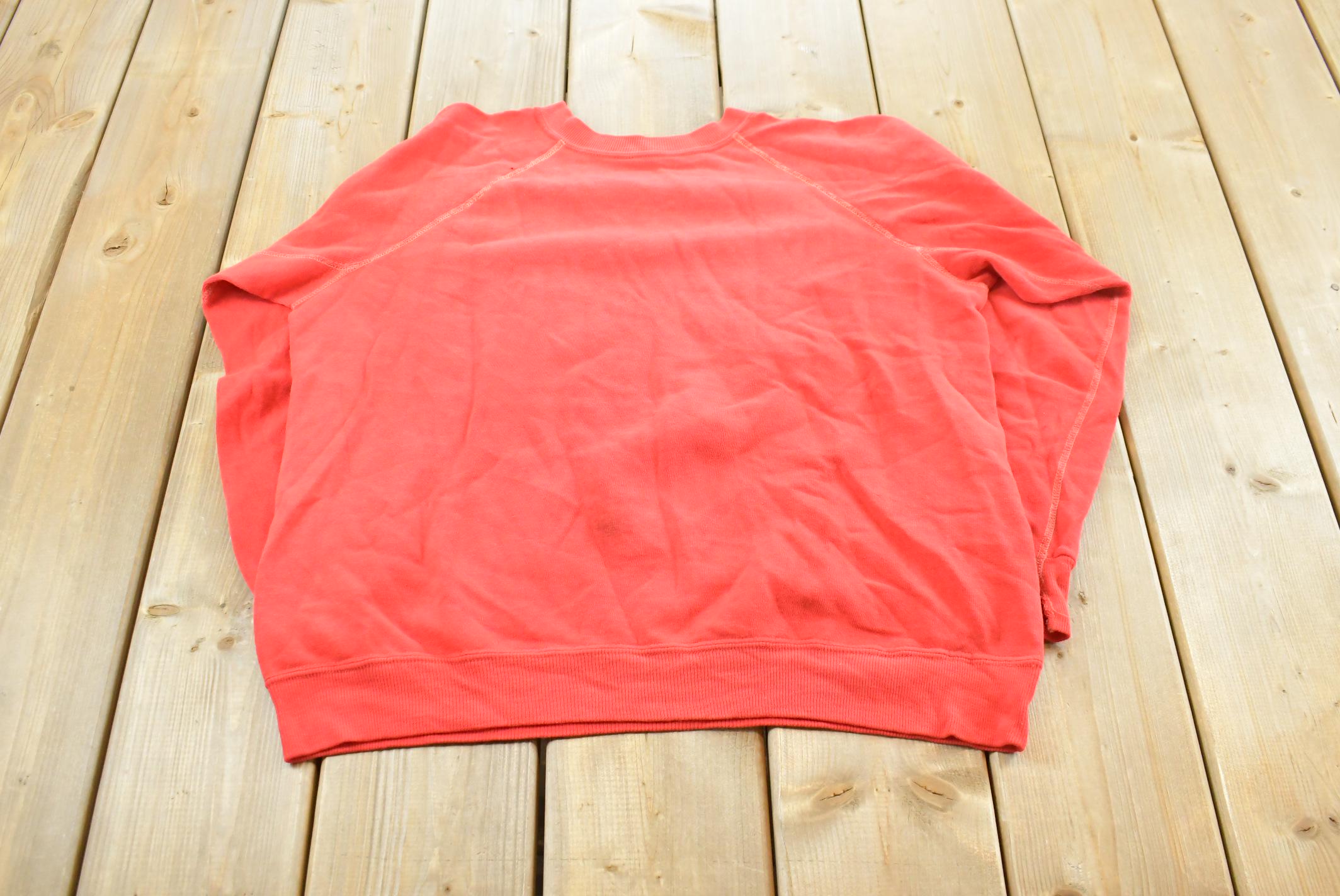 Vintage 1960s Blank Red Raglan Crewneck Sweatshirt Mens S