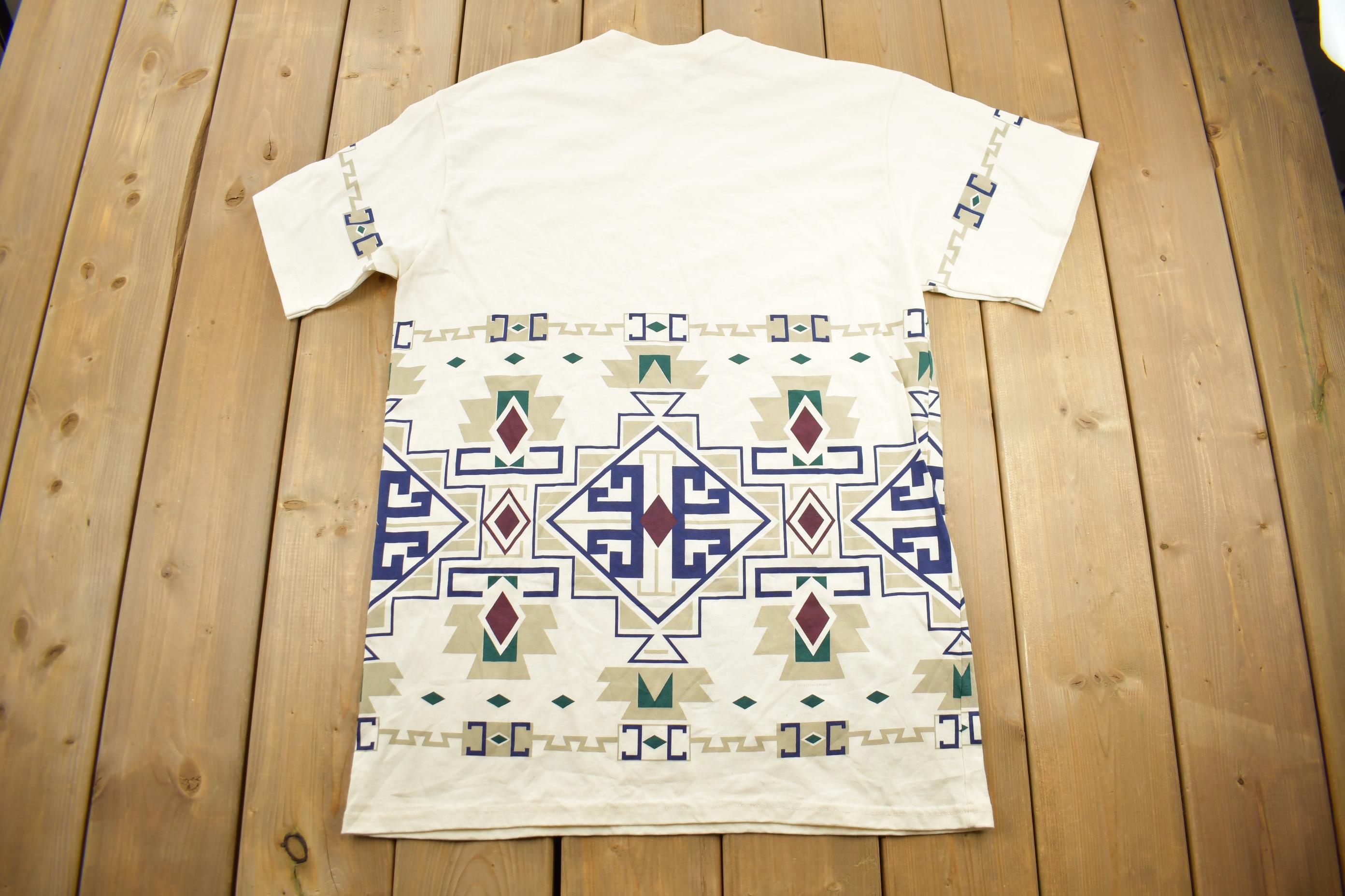 Vintage 1990s Art Unlimited Aztec Pattern Graphic T-Shirt