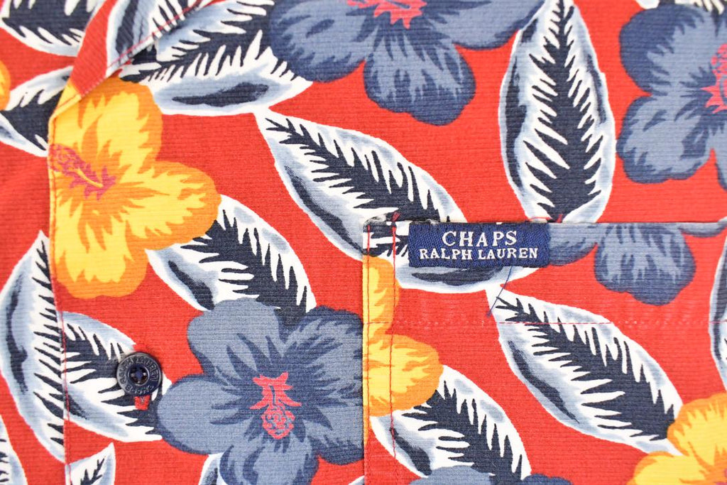 Vintage 1990s Chaps Ralph Lauren Hawaiian Abstract AOP Button Up Shirt Men's L