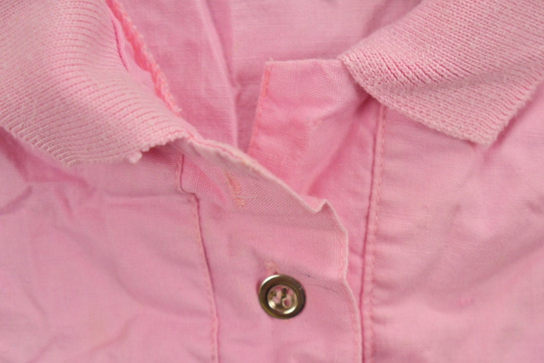 Vintage 1987 Pink "Cest La Vie!" Woman's Graphic Collared Shirt