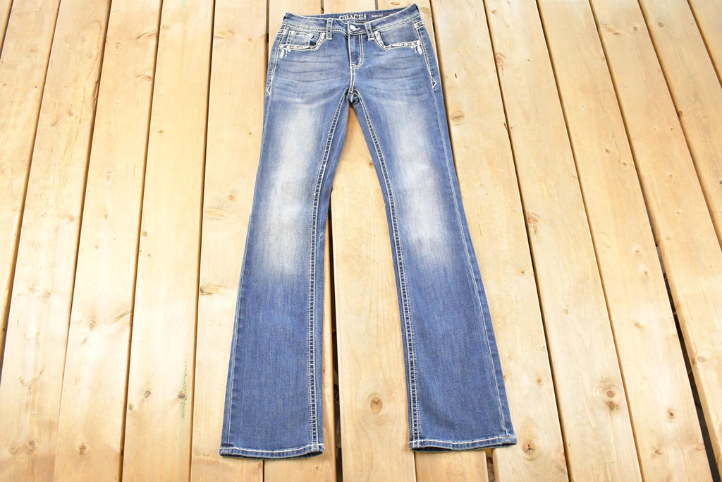 Vintage Deadstock Y2K Grace LA Bedazzled Low Rise Jeans Women's Size 26 x 32