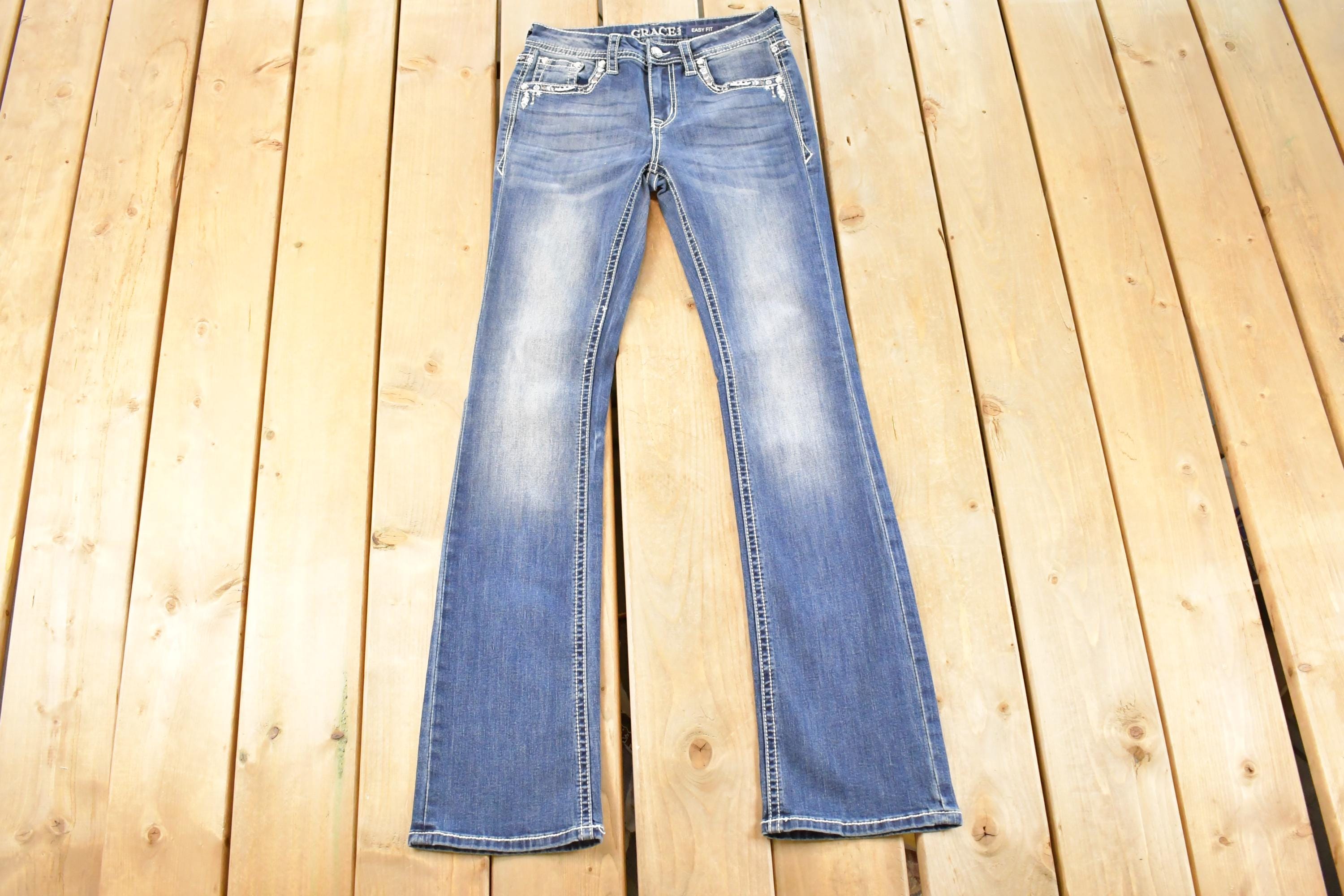 Vintage Deadstock Y2K Grace LA Bedazzled Low Rise Jeans Women's Size 26 x 32
