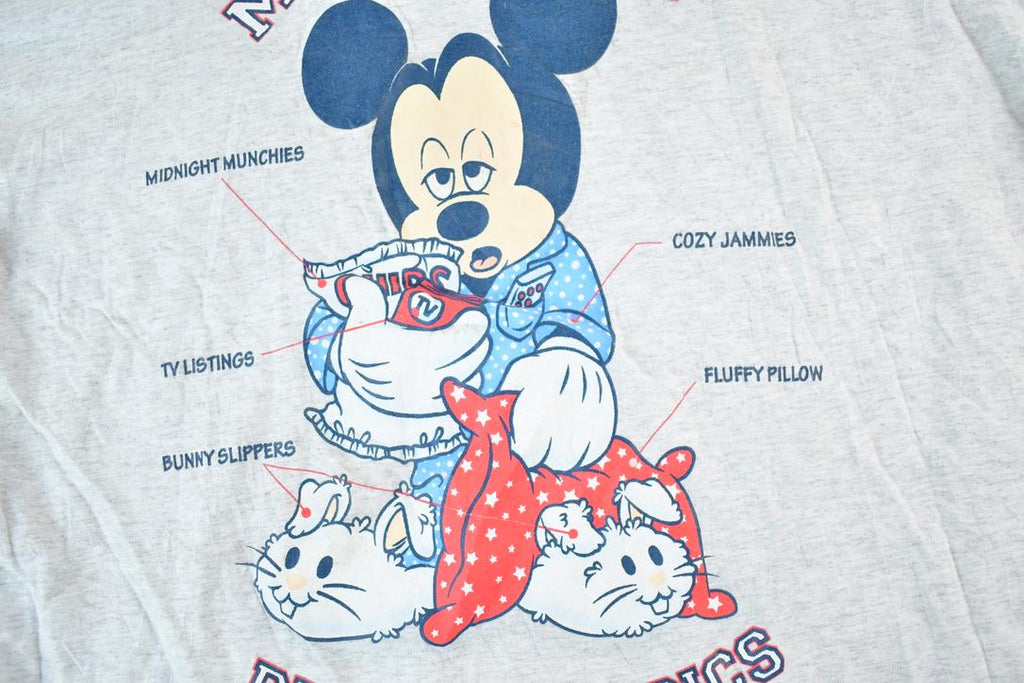 Vintage 1990s Mickey Mouse Bedtime Basics Disney Cartoon Promo T-Shirt / 90s Graphic Tee / Vintage Mickey Mouse / 90s Disney Tee