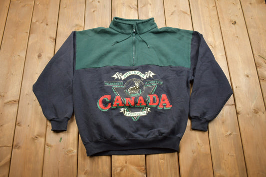 Vintage 1980s Canada Expedition Quarter Zip Sweatshirt / 80s Sweatshirt / Souvenir Sweater / Streetwear / Travel And Vacation / Canada