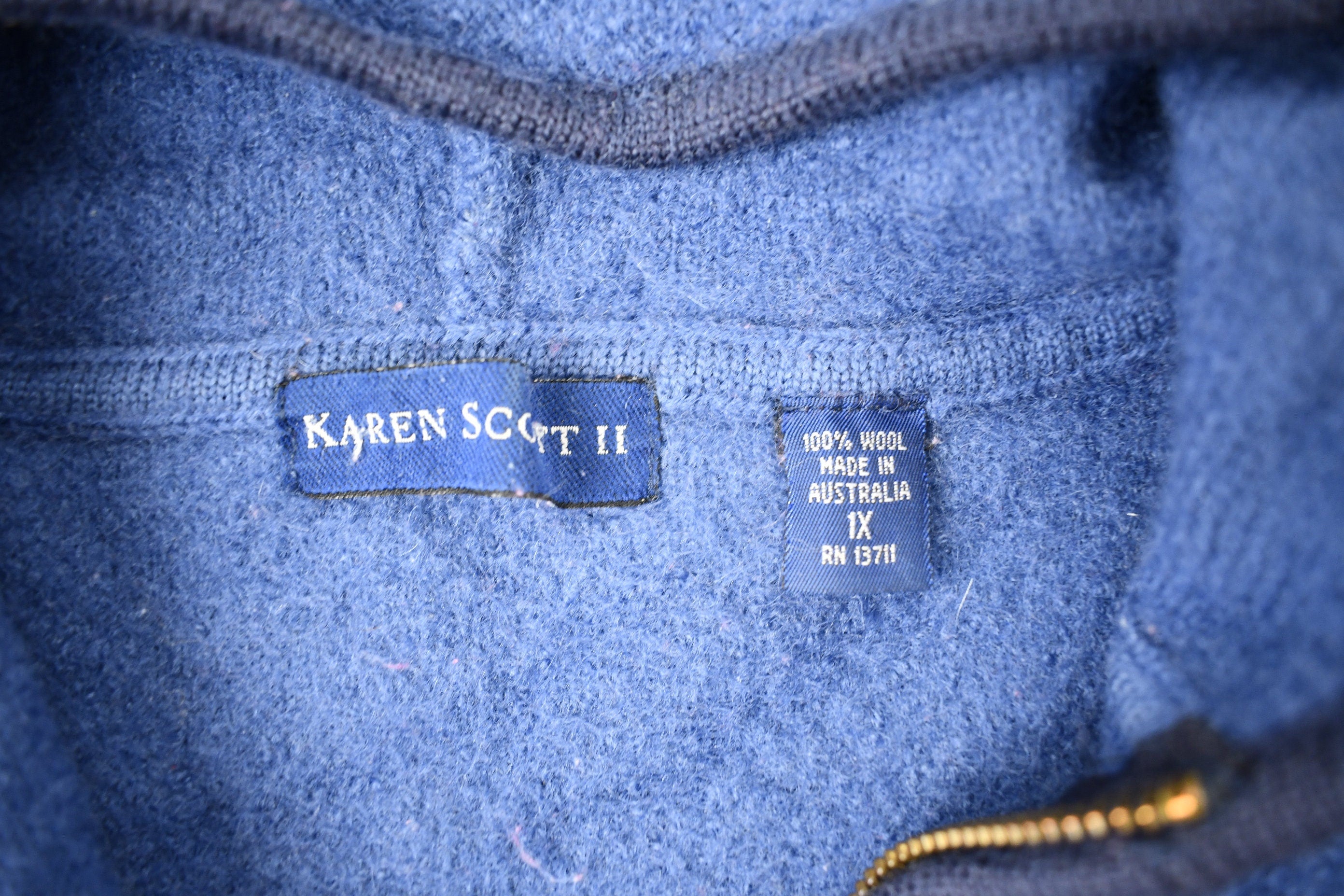 Vintage 1990s Karen Scott Color Gradient 100% Wool Hoodie