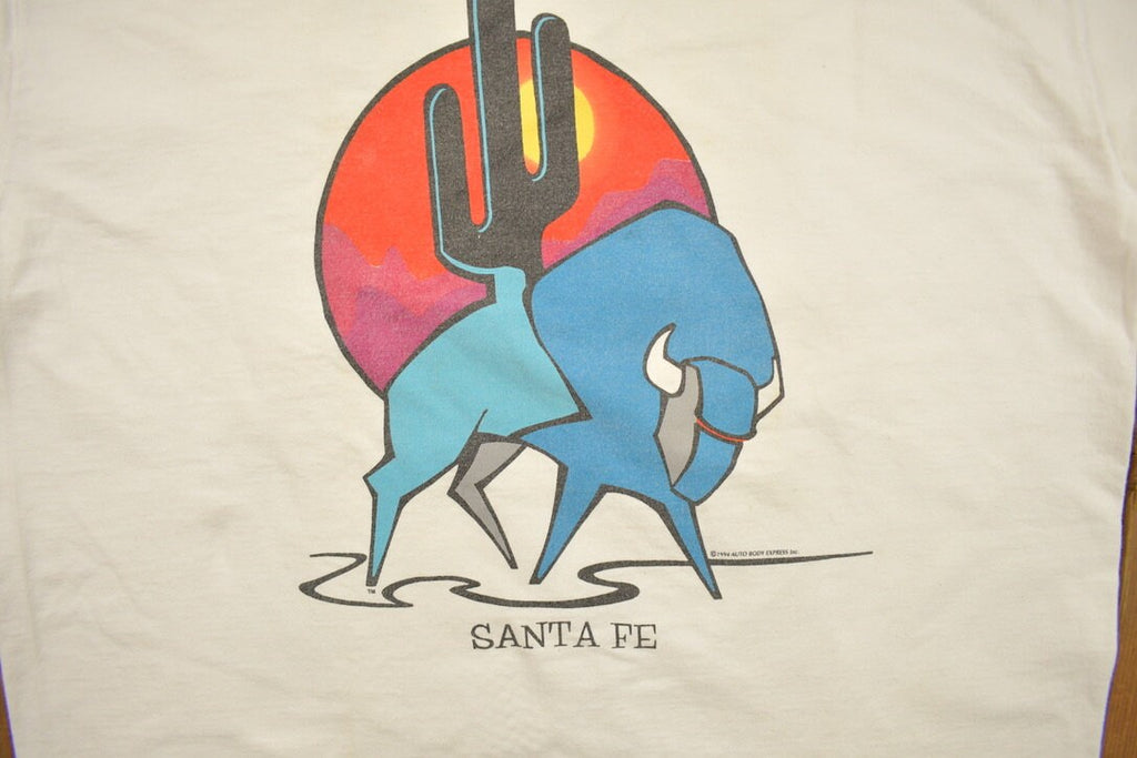 Vintage 1990s Santa Fe Arizona Bull Sun and Cactus Souvenir T Shirt