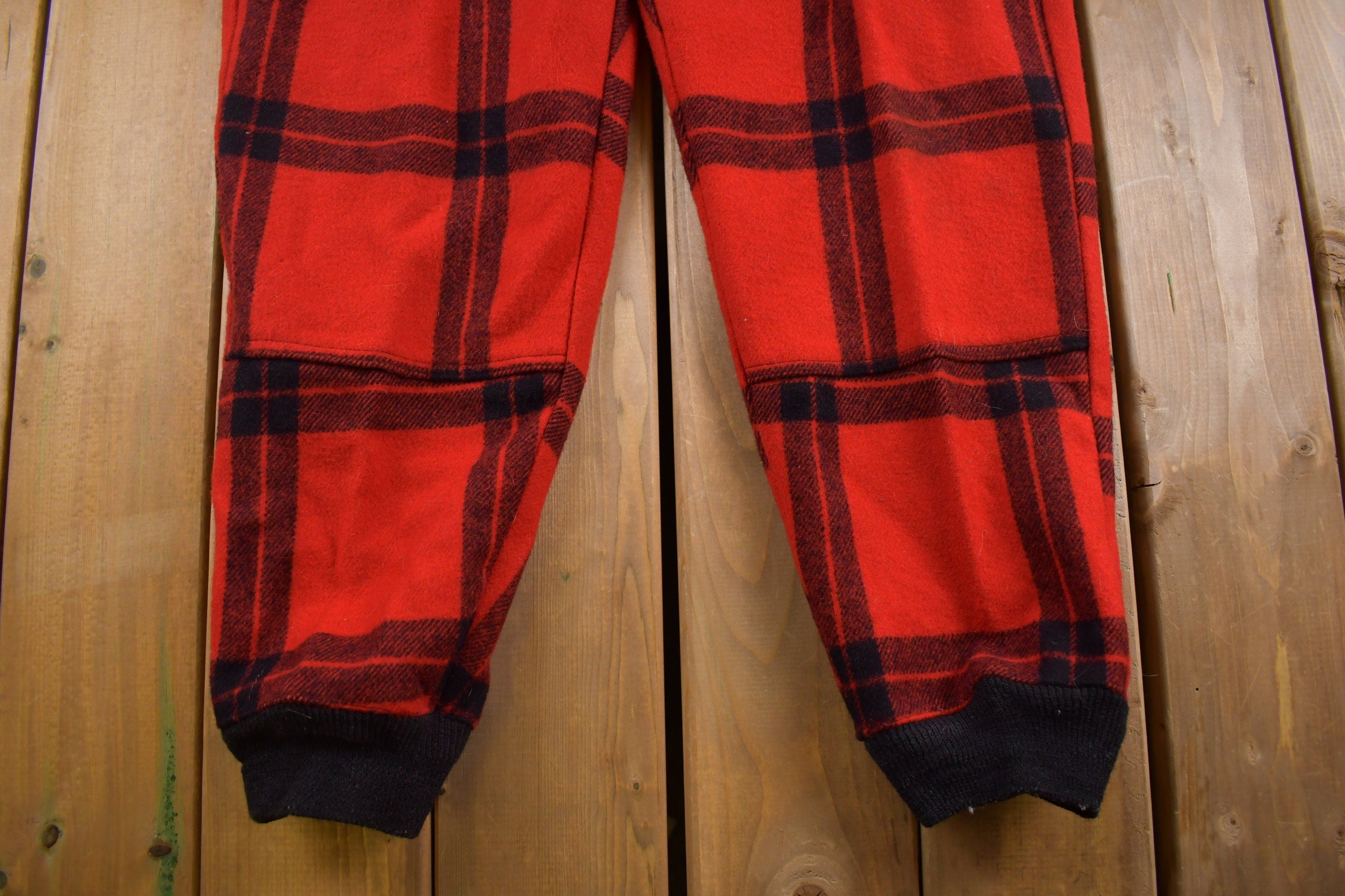 1980s Vintage Lumberjack Plaid Wool Jogger Trousers 36 x 30