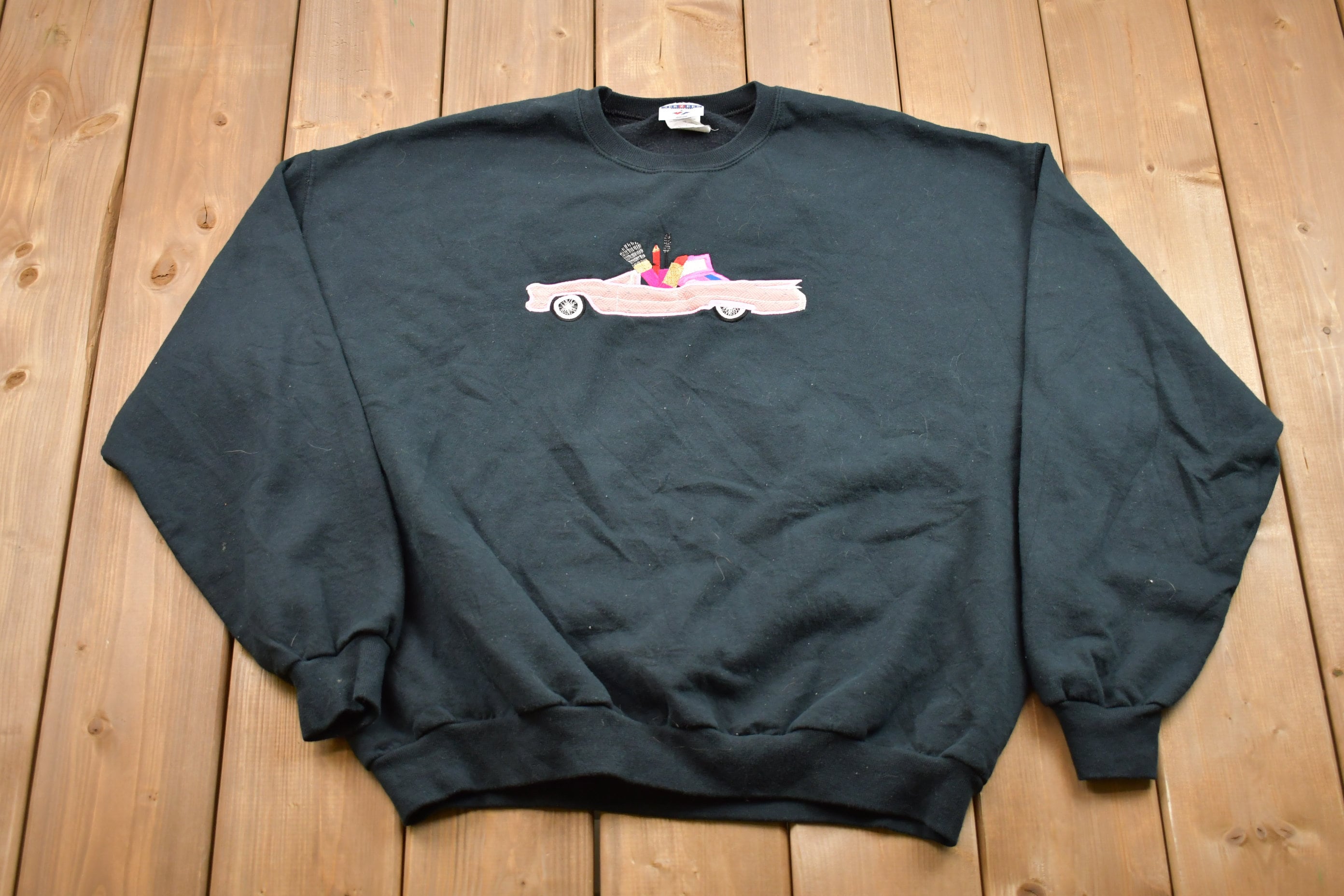 Vintage 1990s Embroidered Car Crewneck Sweatshirt  90s Crewneck  Souvenir  Athleisure  Streetwear  Travel And Tourism