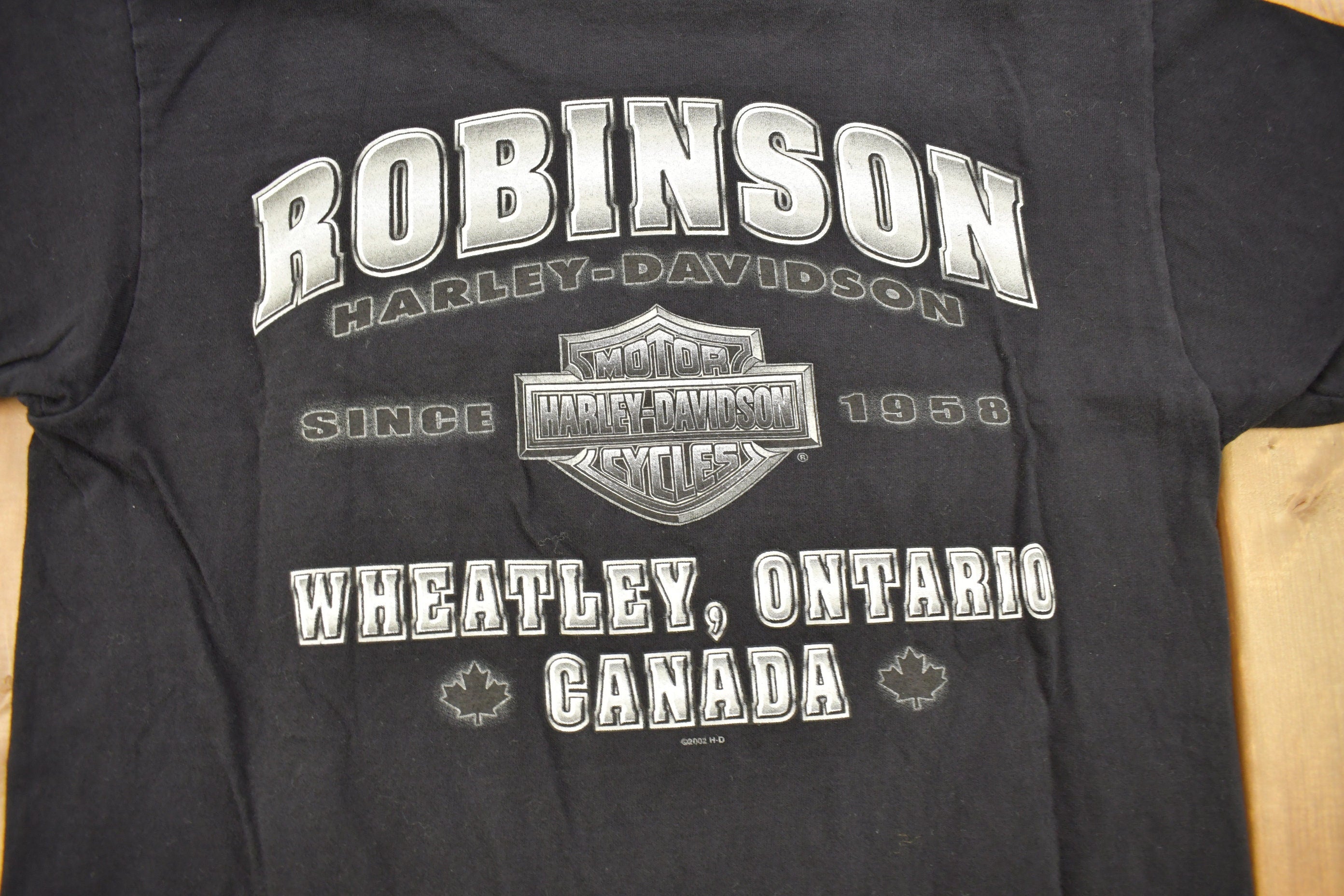Vintage 2002 Robinson Harley Davidson Wheatley Ontario Canada T-Shirt