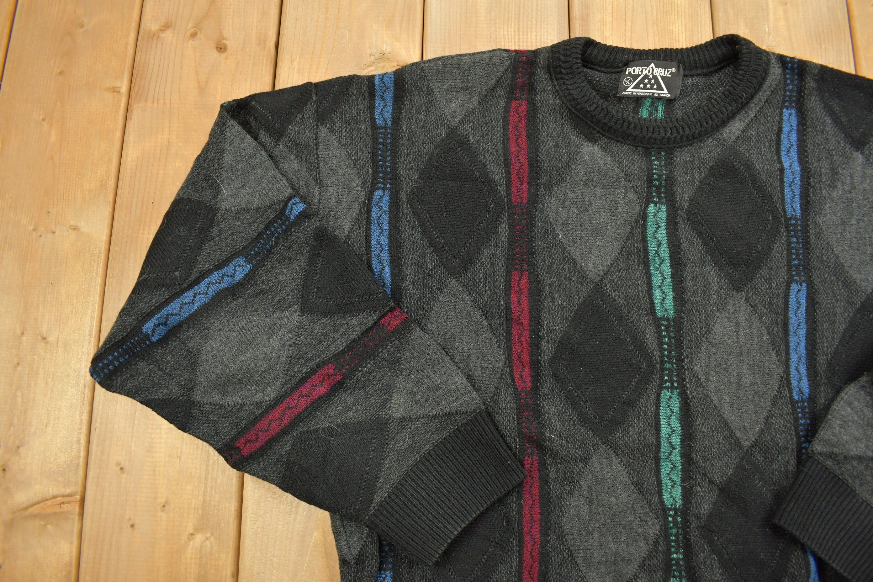 Vintage 1990s Porto Cruz Abstract Knit Crewneck Sweater