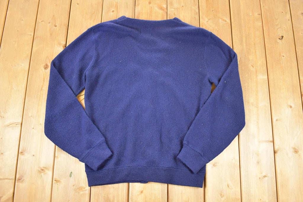 Vintage 1970s Navy Knit Cardigan Sweater Vest Men's M
