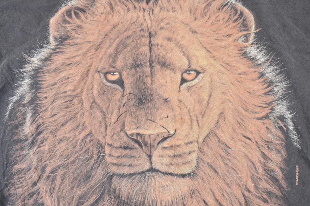 Vintage 1998 Thrashed King Of The Jungle Lion Face Souvenir T-Shirt Men's XXL