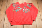 Vintage 1990s Hanes HerWay Floral Print Crewneck Sweatshirt