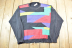 Vintage 1990s Equation Homme Abstract Pattern Knit Crewneck Sweater  90s Crewneck  Made In USA  Preppy Knit Sweater