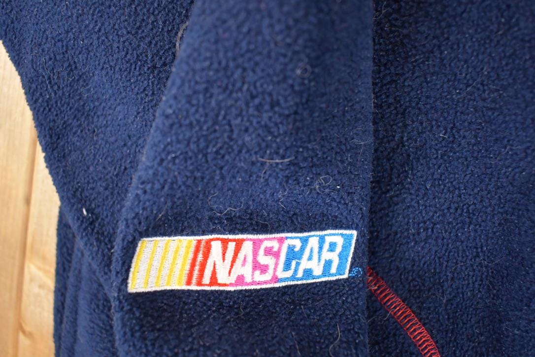 Vintage 1990s Rusty Wallace Nascar Chase Authentics Embroidered Quarter Zip Fleece Racing Sweater Men's XL