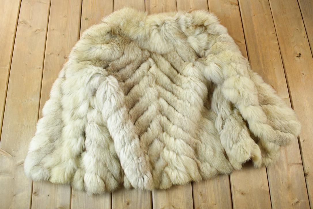 Vintage 1970s Arctic Fox White Fox Fur Mid LengthCoat Made In Canada
