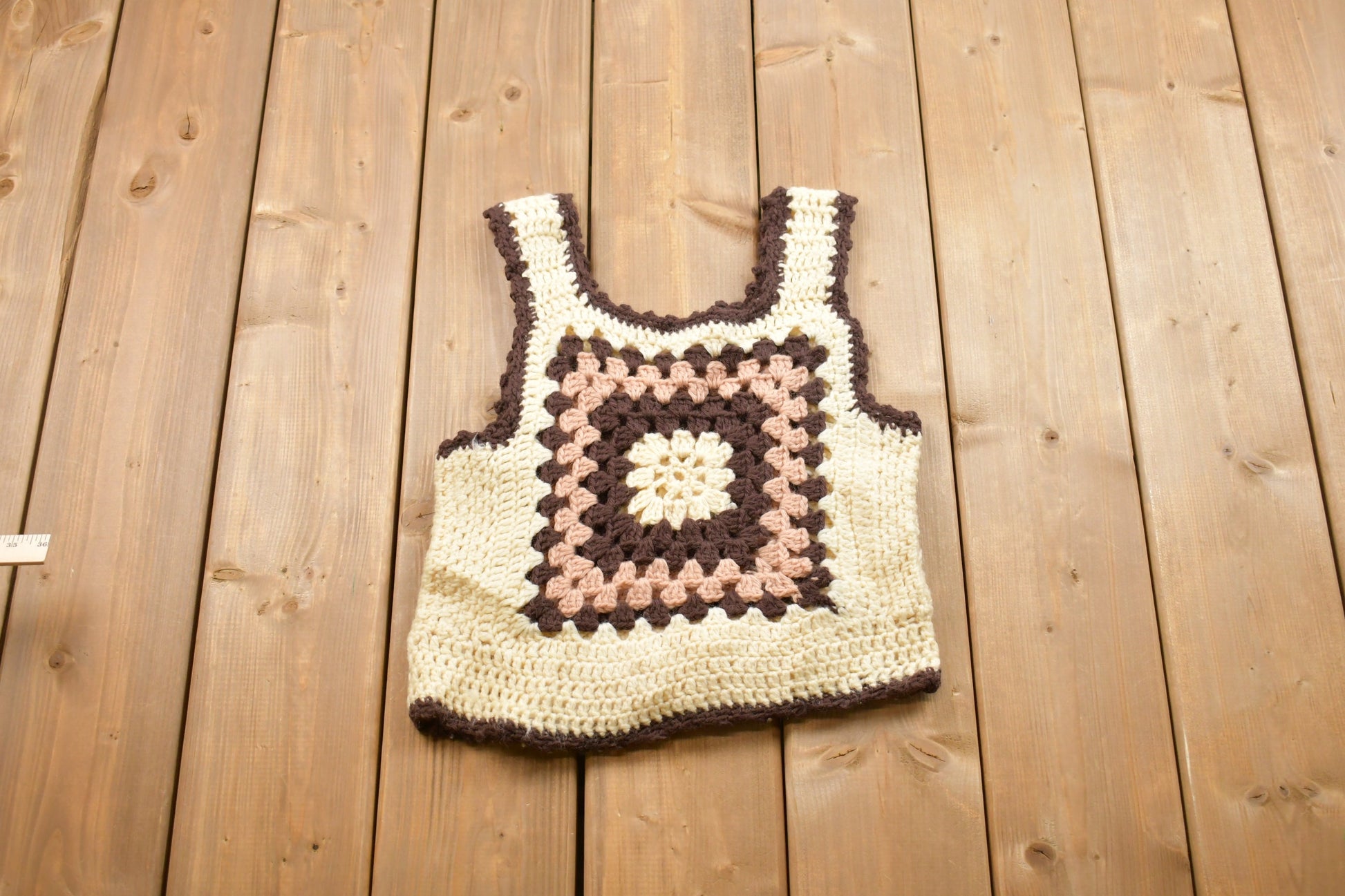 Vintage 1960s Hand Knitted Tank Top
