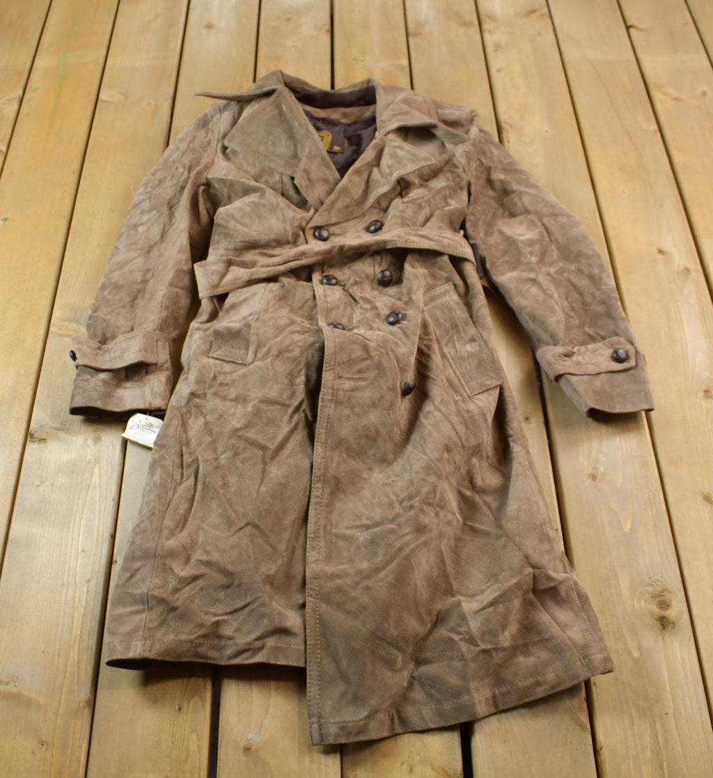 Vintage 1990s Rice ID Suede Leather Full Length Jacket