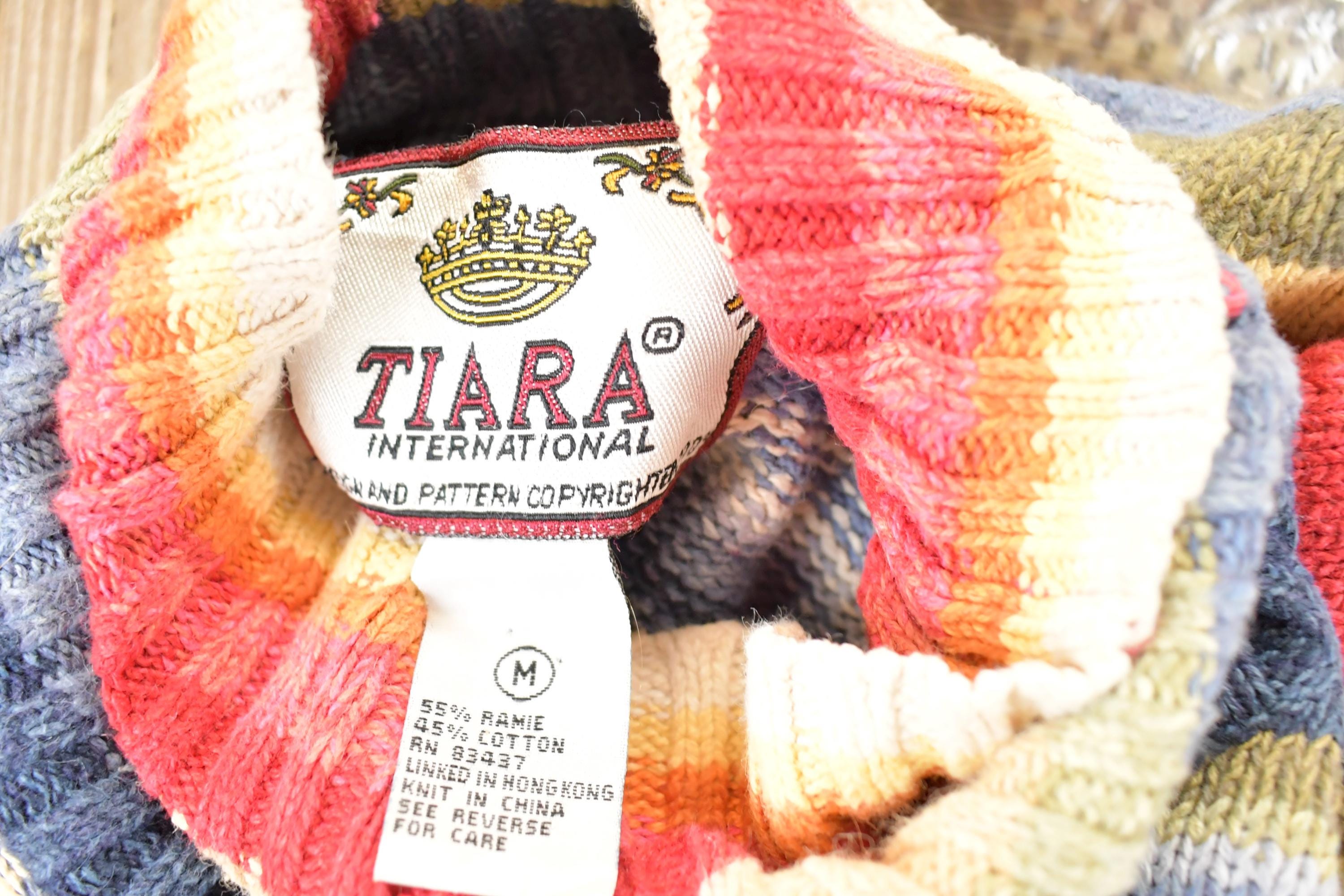 Vintage 1990s Tiara Knit International Striped Turtleneck Sweater Women's M  90s Knitted Sweatshirt  Vintage Preppy Knits