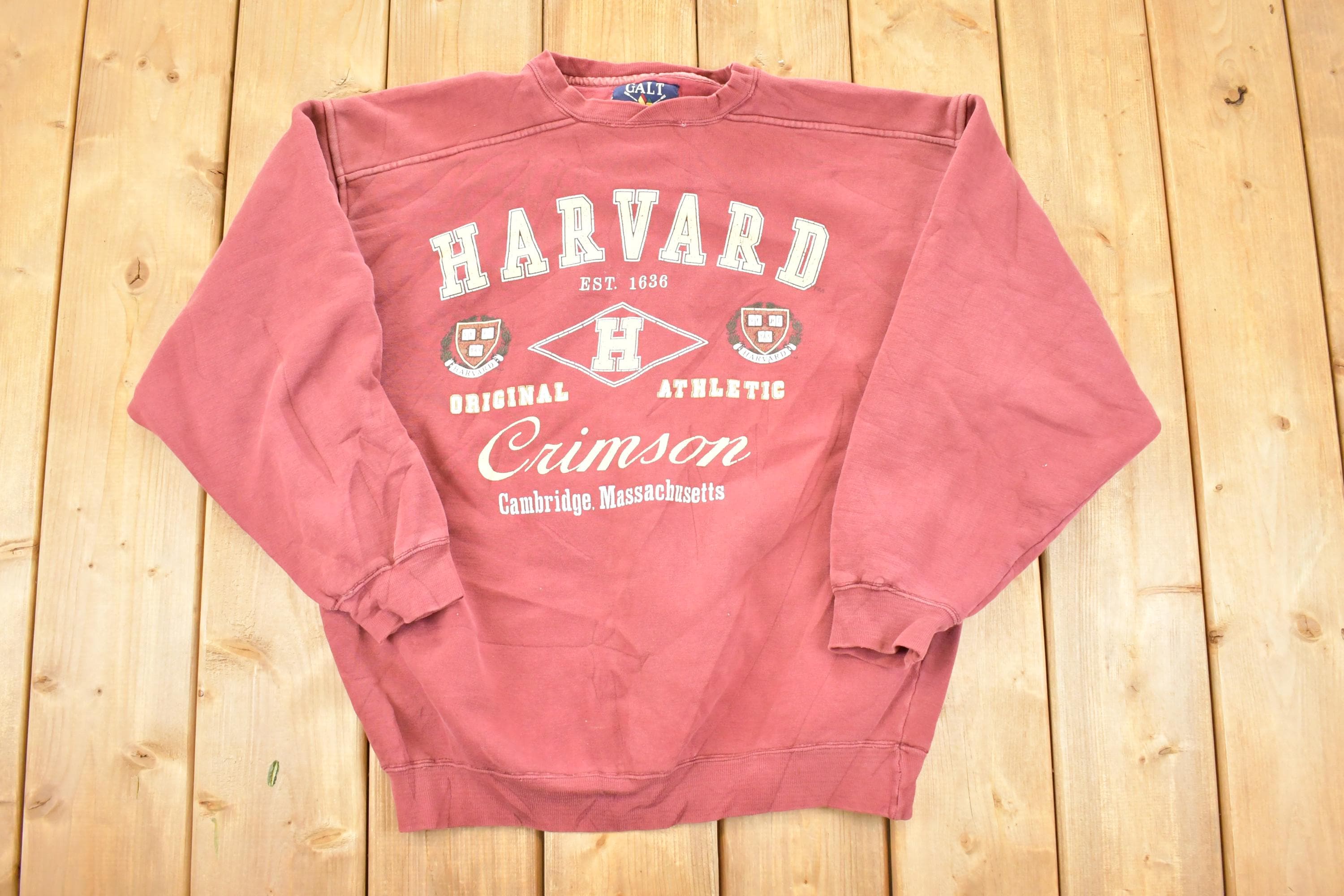 Vintage 1990s Harvard Crimson University Crewneck Sweater Men's L