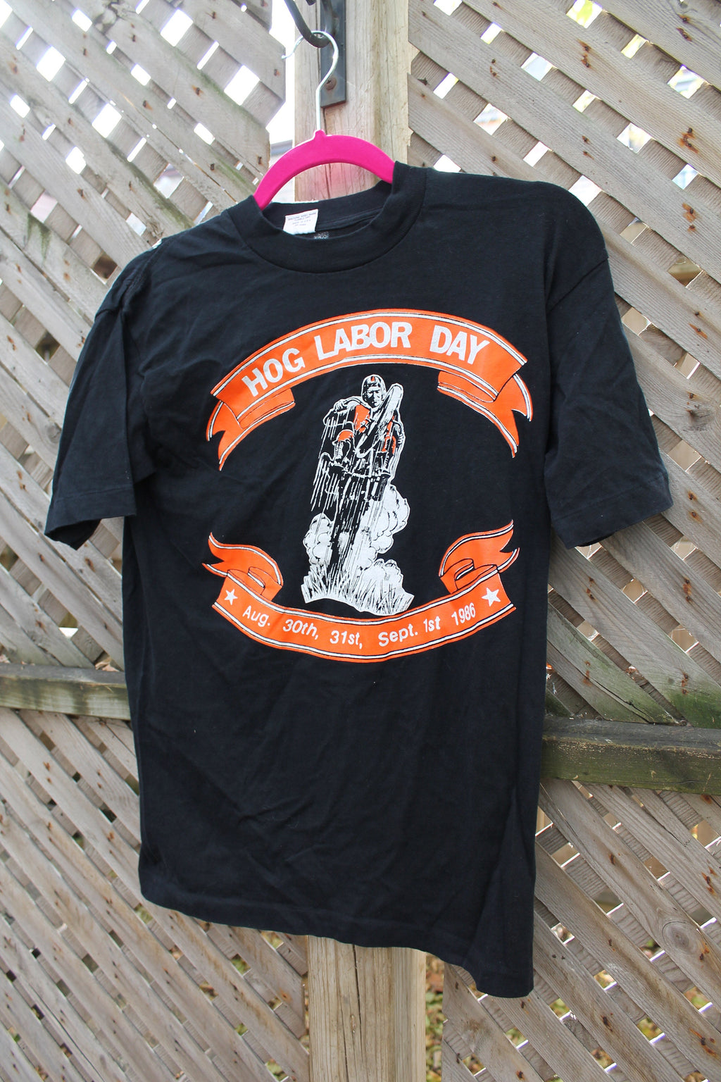 Vintage 1986 Hog Labor Day Motorcycle Graphic T Shirt