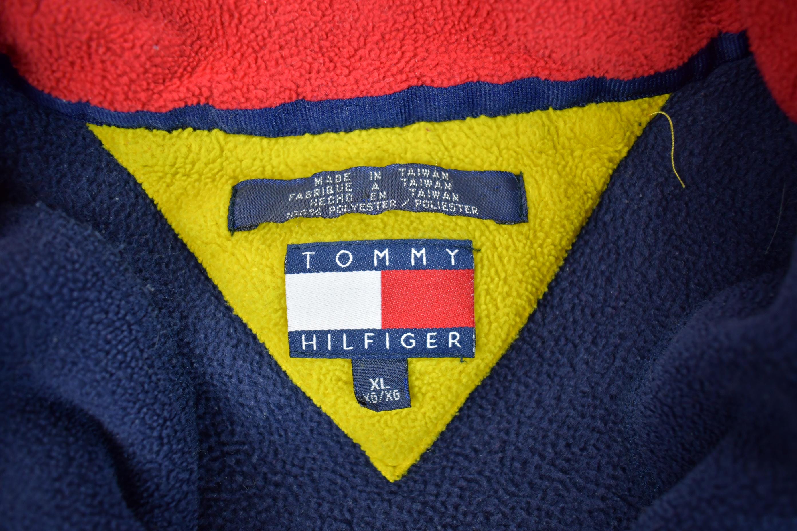 Vintage 1990s Tommy Hilfiger Quater Zip Fleece Sweater - XL