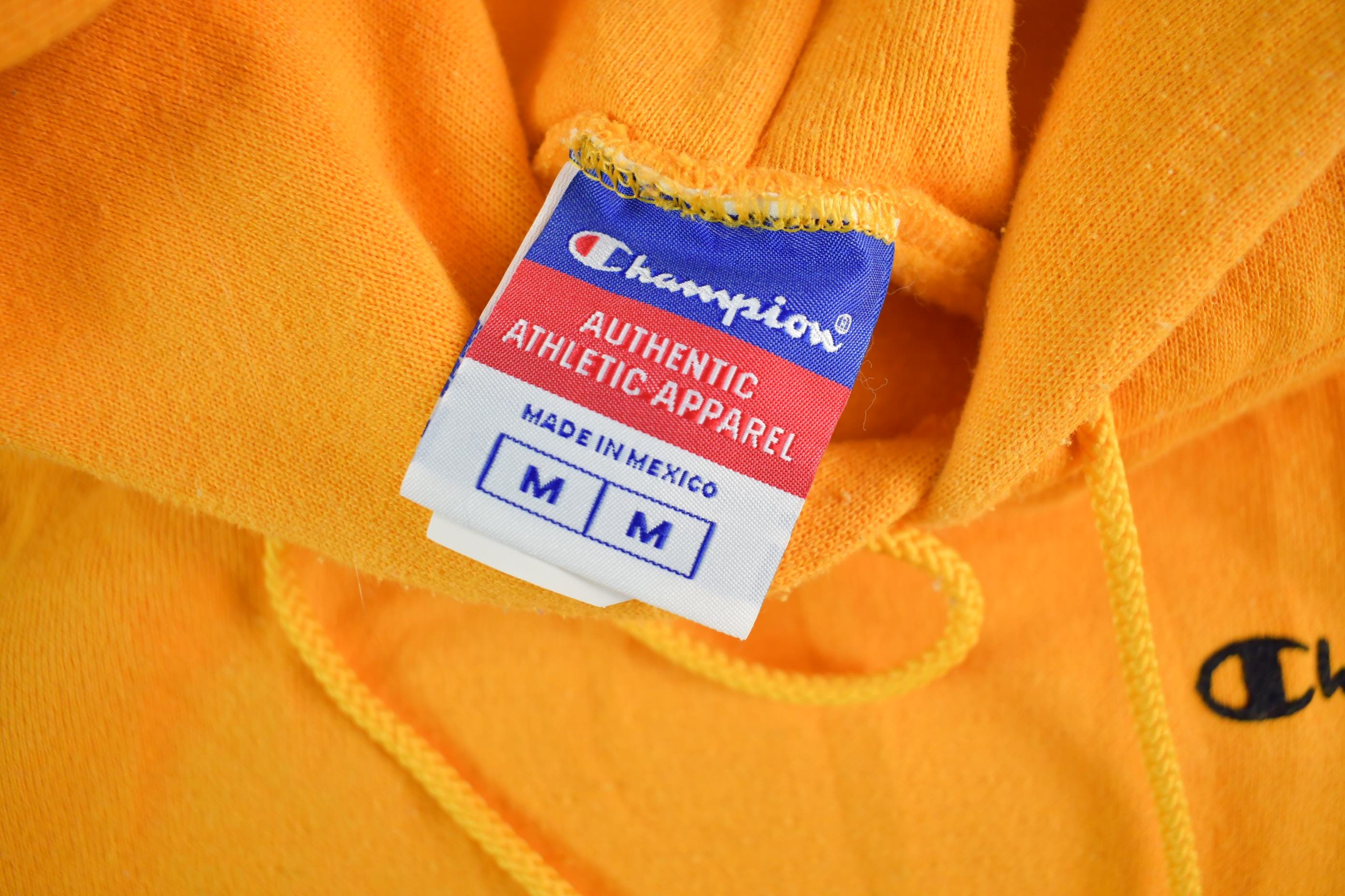 Vintage 2000s Champion Blank Yellow Hoodie Sweatshirt Men's Medium