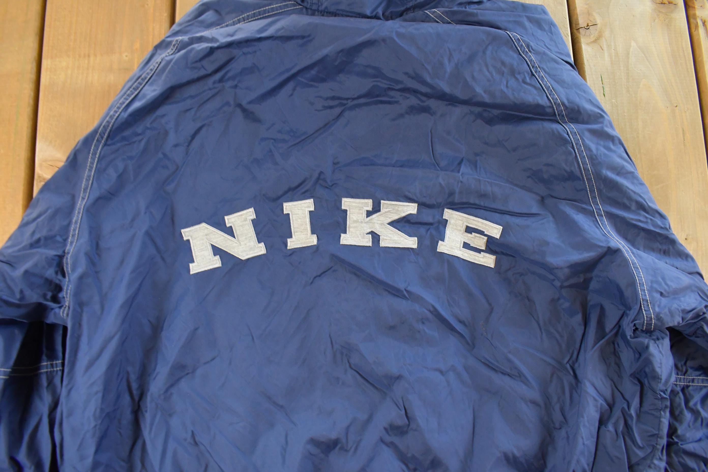 Vintage 1990s Nike Mini Swoosh Hooded Windbreaker Jacket Men's Large