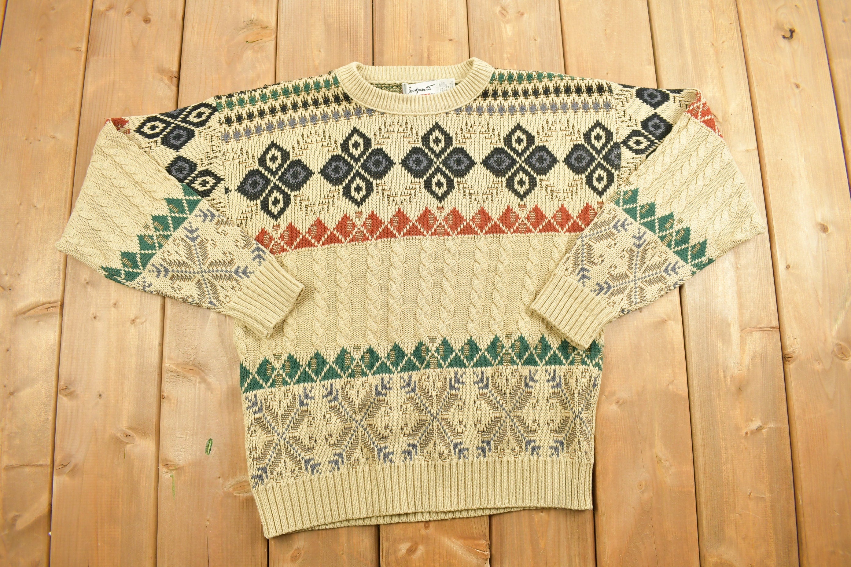 Vintage 1990s Abstract Knit Crewneck Sweater