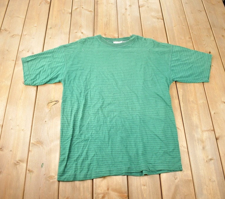 Vintage 1990s Bugle Boy Co. Striped Green T Shirt