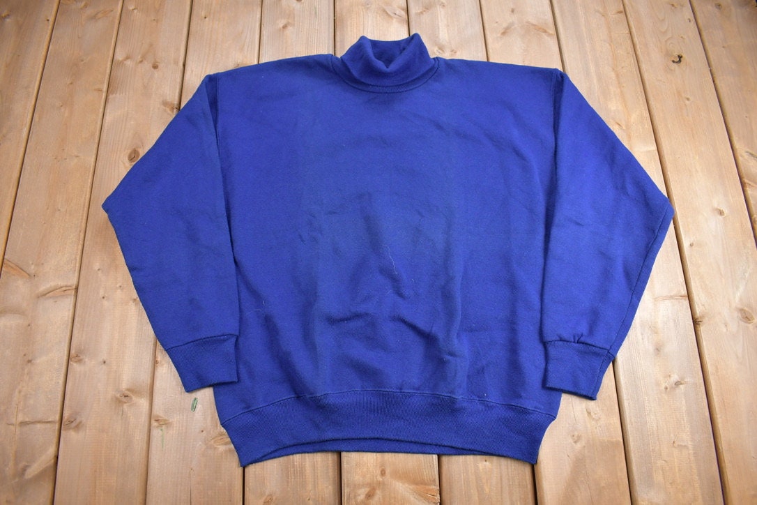 Vintage 1990'S Blank Lee Heavy Weight Roll Neck Sweatshirt