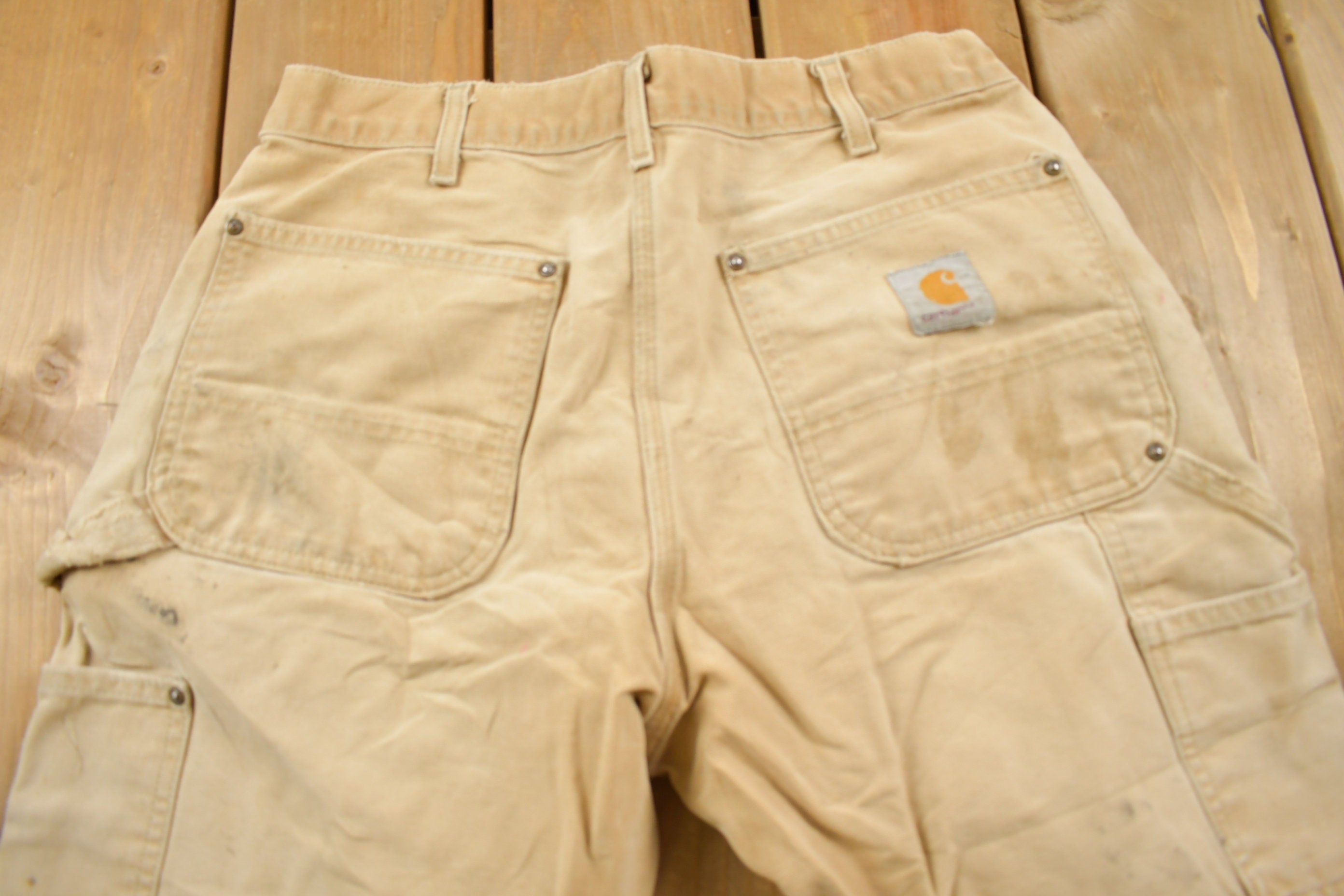 Vintage 1990s Carhartt Thrashed Double Knee Work Pants Size 30 x 26