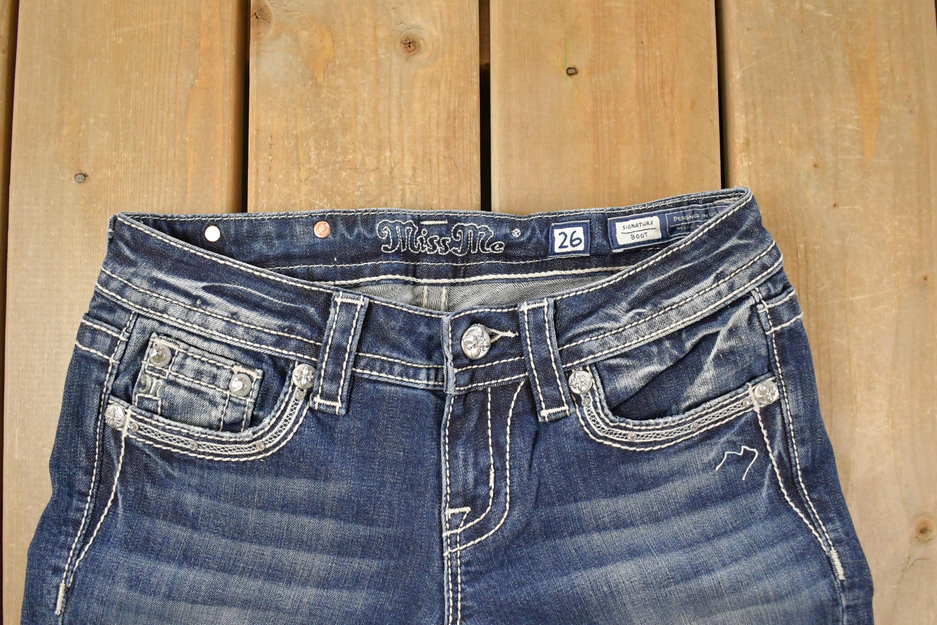 Vintage Deadstock Y2K Miss Me Bedazzled Low Rise Jeans Women's Size 26x31